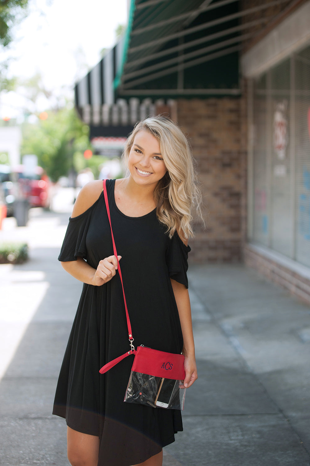 Personalized Clear Stadium Approved Crossbody Purse, Clutch, Wristlet, Concert In Red