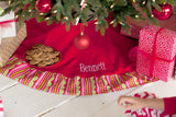 Monogrammed Colorful Jolly Holiday Tree Skirt