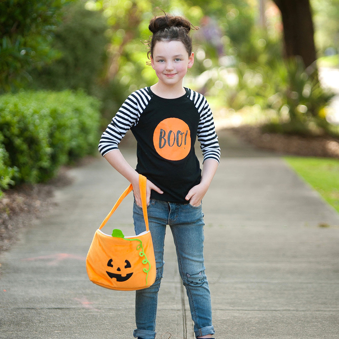 Plush Halloween Trick or Treat Pumpkin Character Basket