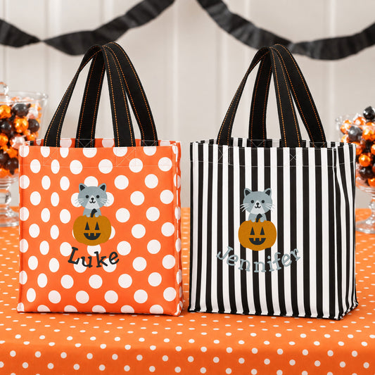 Personalized Pumpkin Pals Cat Halloween Trick-or-Treat Bag