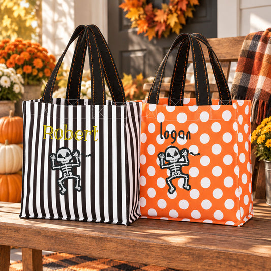 Personalized Skeleton Halloween Trick-or-Treat Bag
