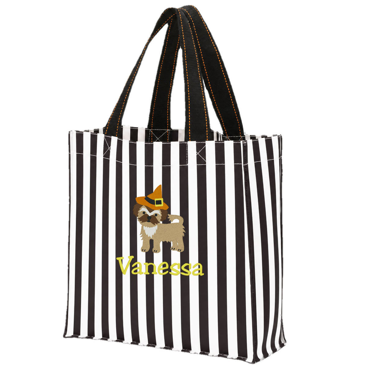 Personalized Puppy Witch Halloween Trick-or-Treat Bag