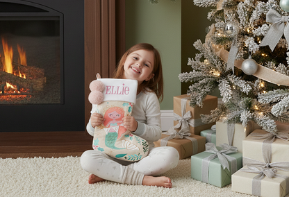 Personalized Mermaid holiday stocking by Stephen Joseph, Mermaid stocking detail