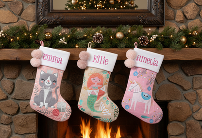Personalized Mermaid holiday stocking by Stephen Joseph, Mermaid stocking detail