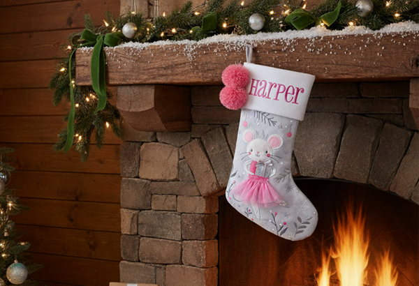 Personalized Stephen Joseph Embroidered Holiday Stocking, Mouse