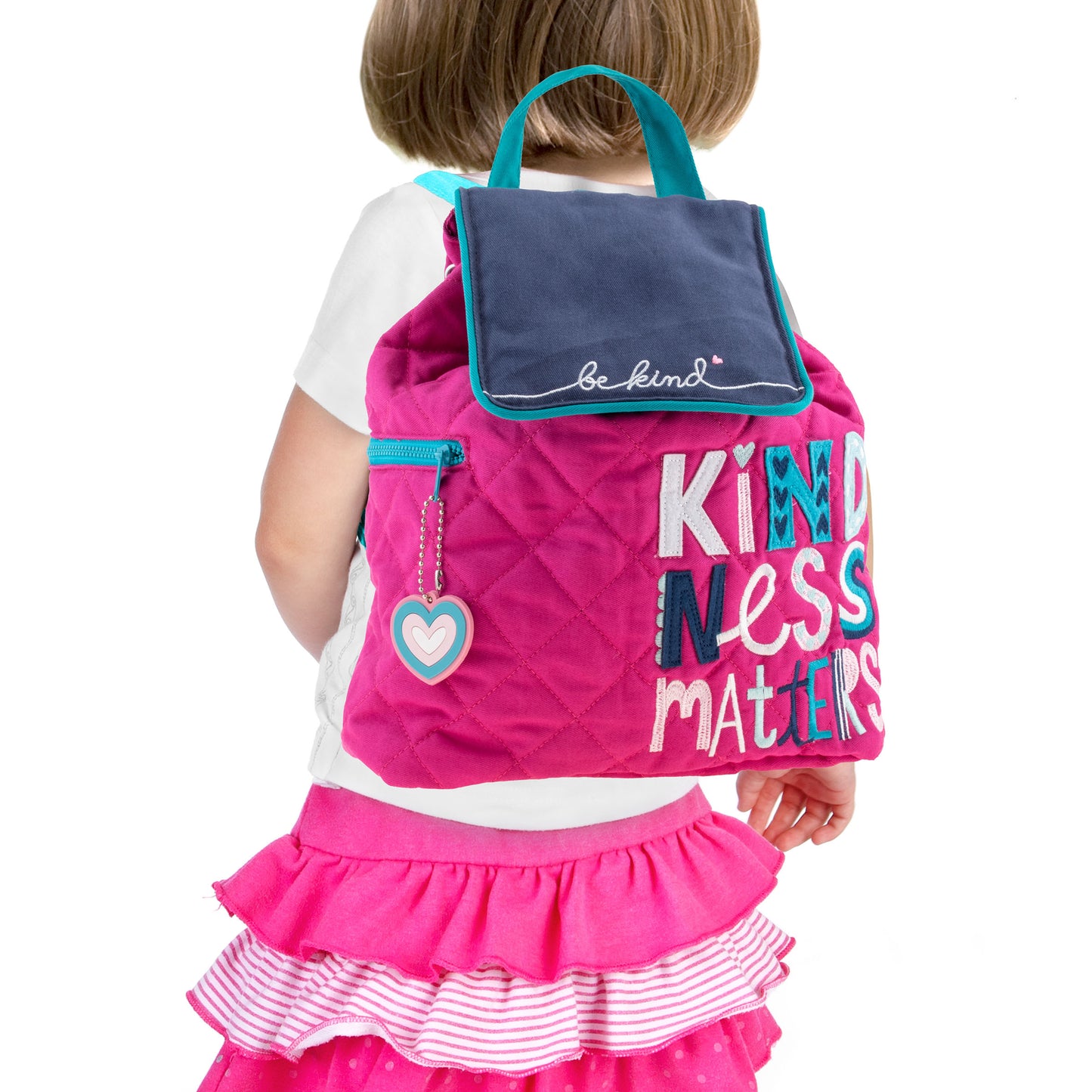 Stephen Joseph Embroidered Quilted Backpack for Toddlers, Kindness
