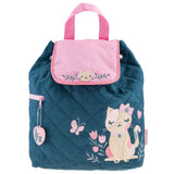 Stephen Joseph Embroidered Quilted Backpack for Toddlers, Pink Cat
