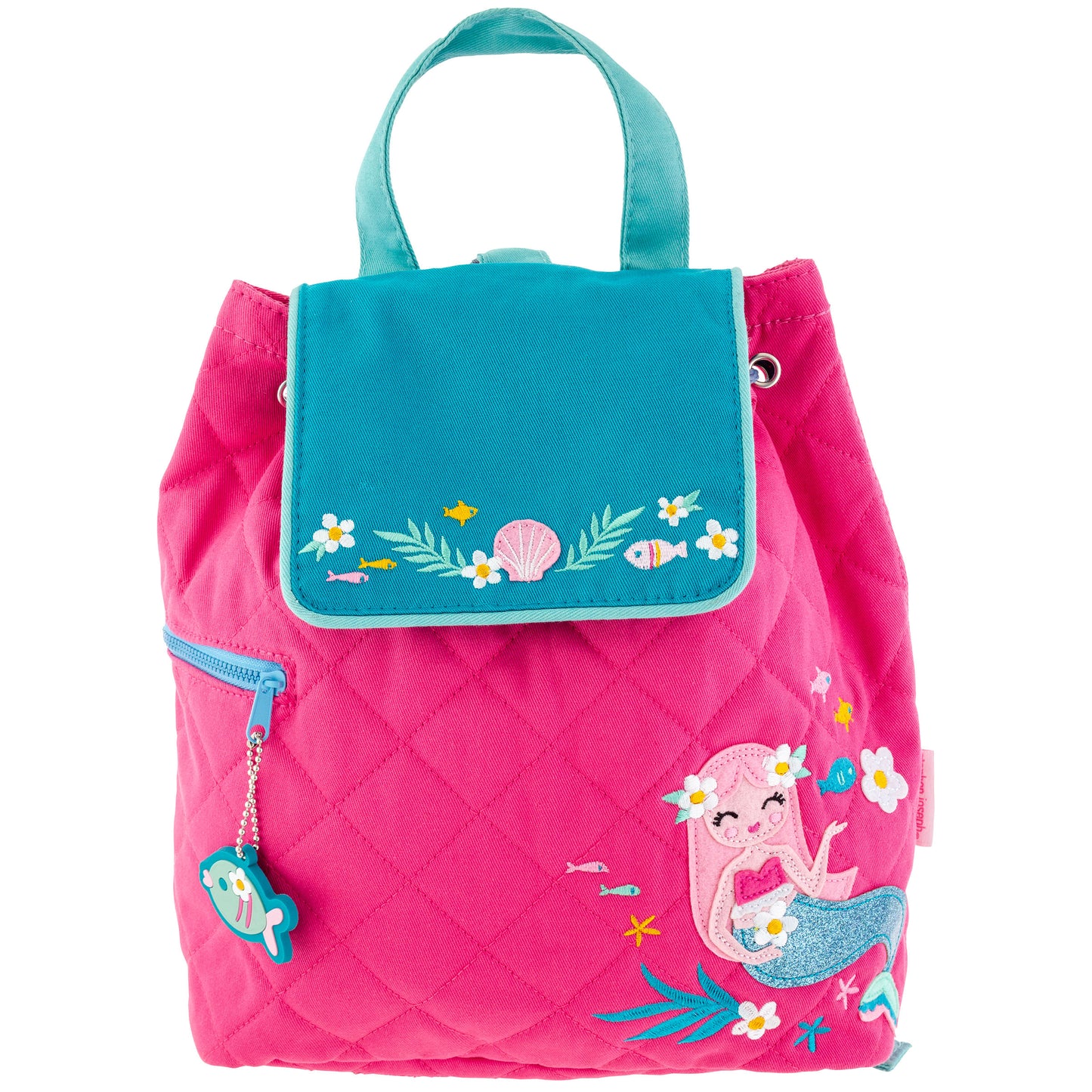 Stephen Joseph Embroidered Quilted Backpack for Toddlers, Pink Mermaid