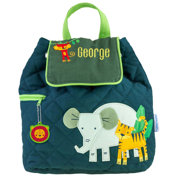 Stephen Joseph Embroidered Quilted Backpack for Toddlers, Zoo