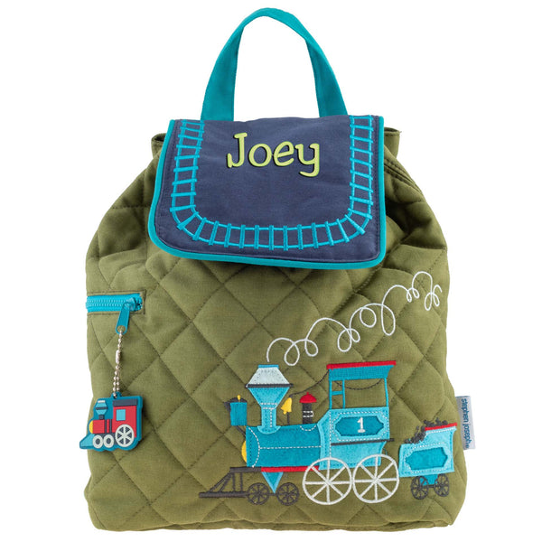 Stephen Joseph Embroidered Quilted Backpack for Toddlers, Train