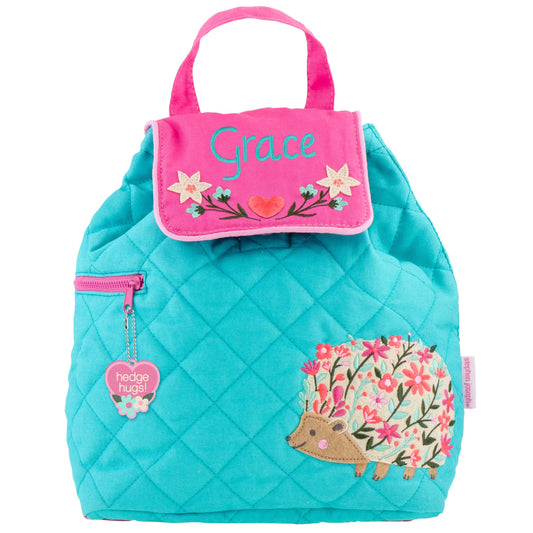 Personalized Hedgehog quilted backpack by Stephen Joseph