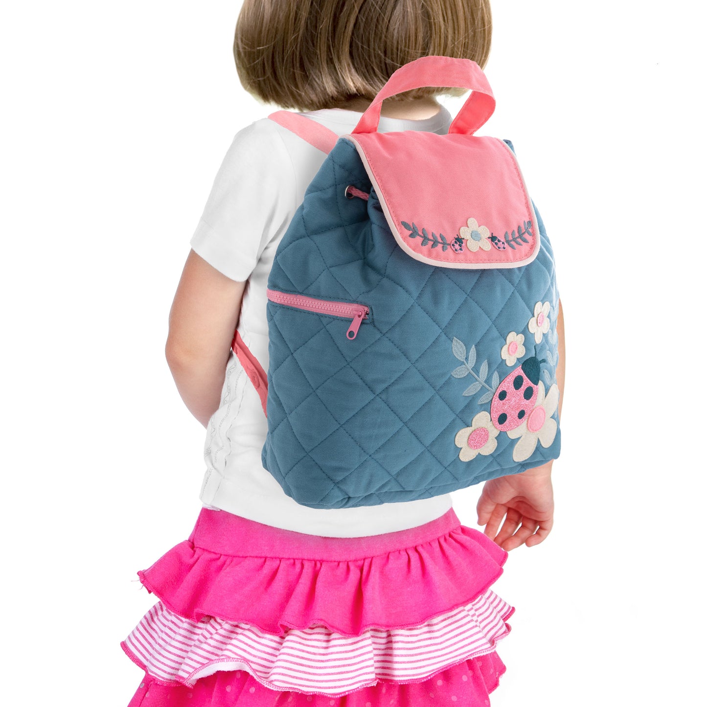 Stephen Joseph Embroidered Quilted Backpack for Toddlers, Ladybug