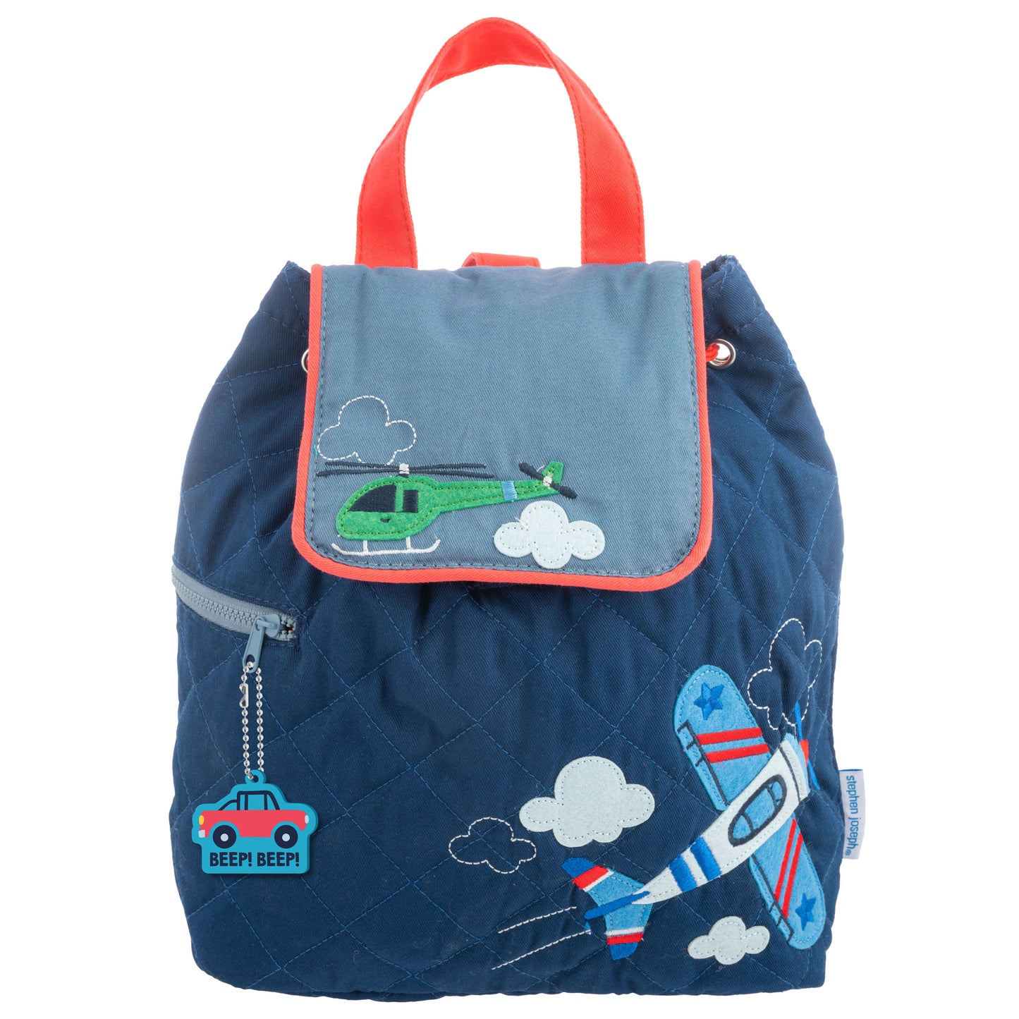Stephen Joseph Embroidered Quilted Backpack for Toddlers, Helicopter & Plane