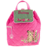 Stephen Joseph Embroidered Quilted Backpack for Toddlers, Leopard