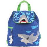Stephen Joseph Embroidered Quilted Backpack for Toddlers, Grey Shark