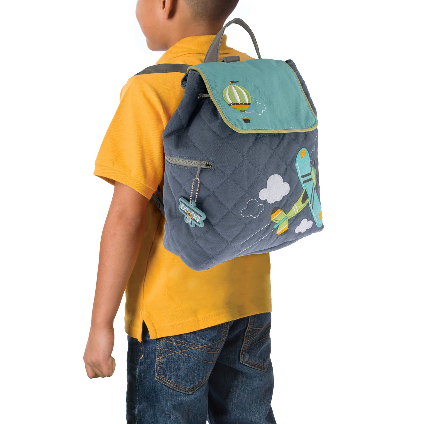 Stephen Joseph Embroidered Quilted Backpack for Toddlers, Airplane