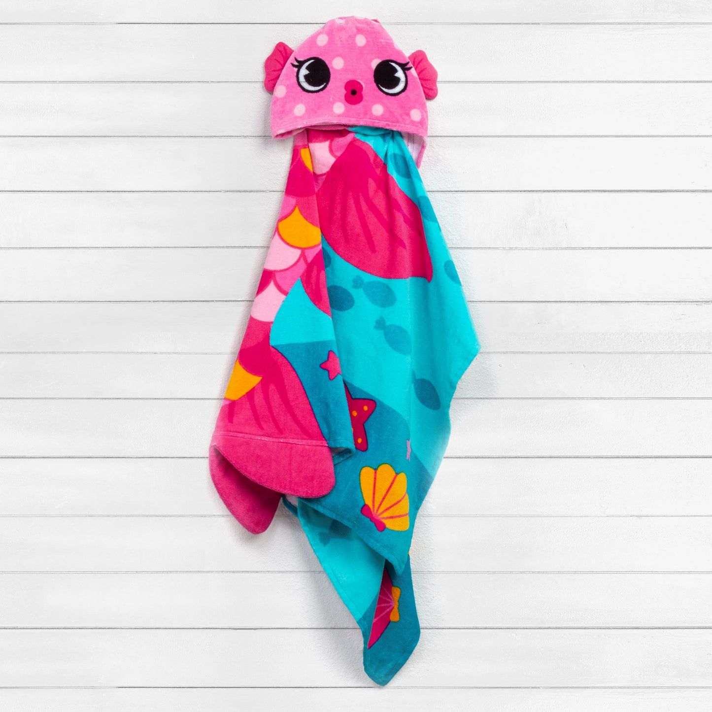 Stephen Joseph Hooded Towel, Pink Fish