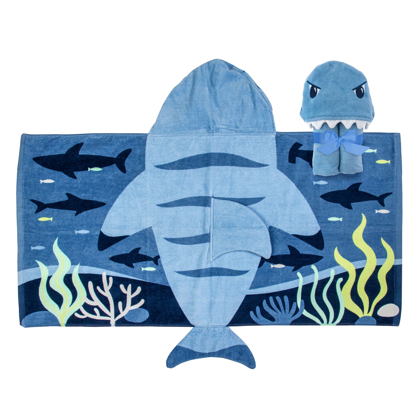 Stephen Joseph Hooded Towel, Blue Shark