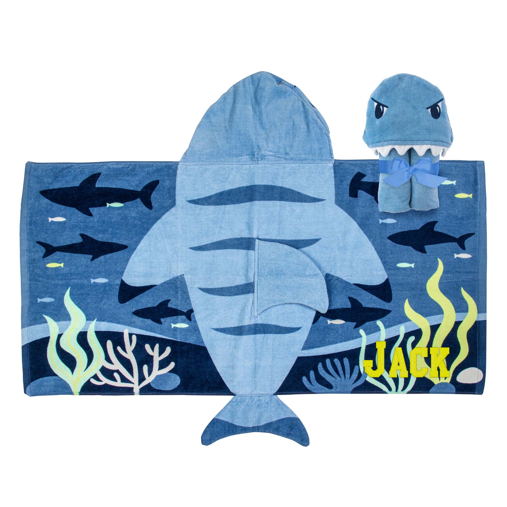 Personalized Blue Shark hooded towel by Stephen Joseph