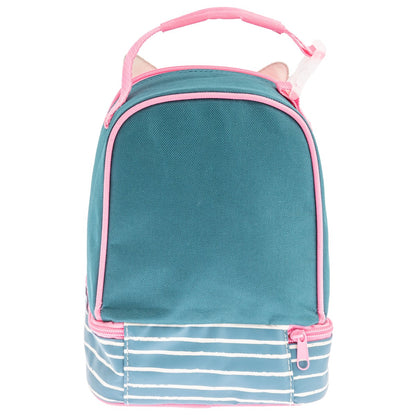 Pink Cat lunch pal lunch box, alternate angle showing fabric detail