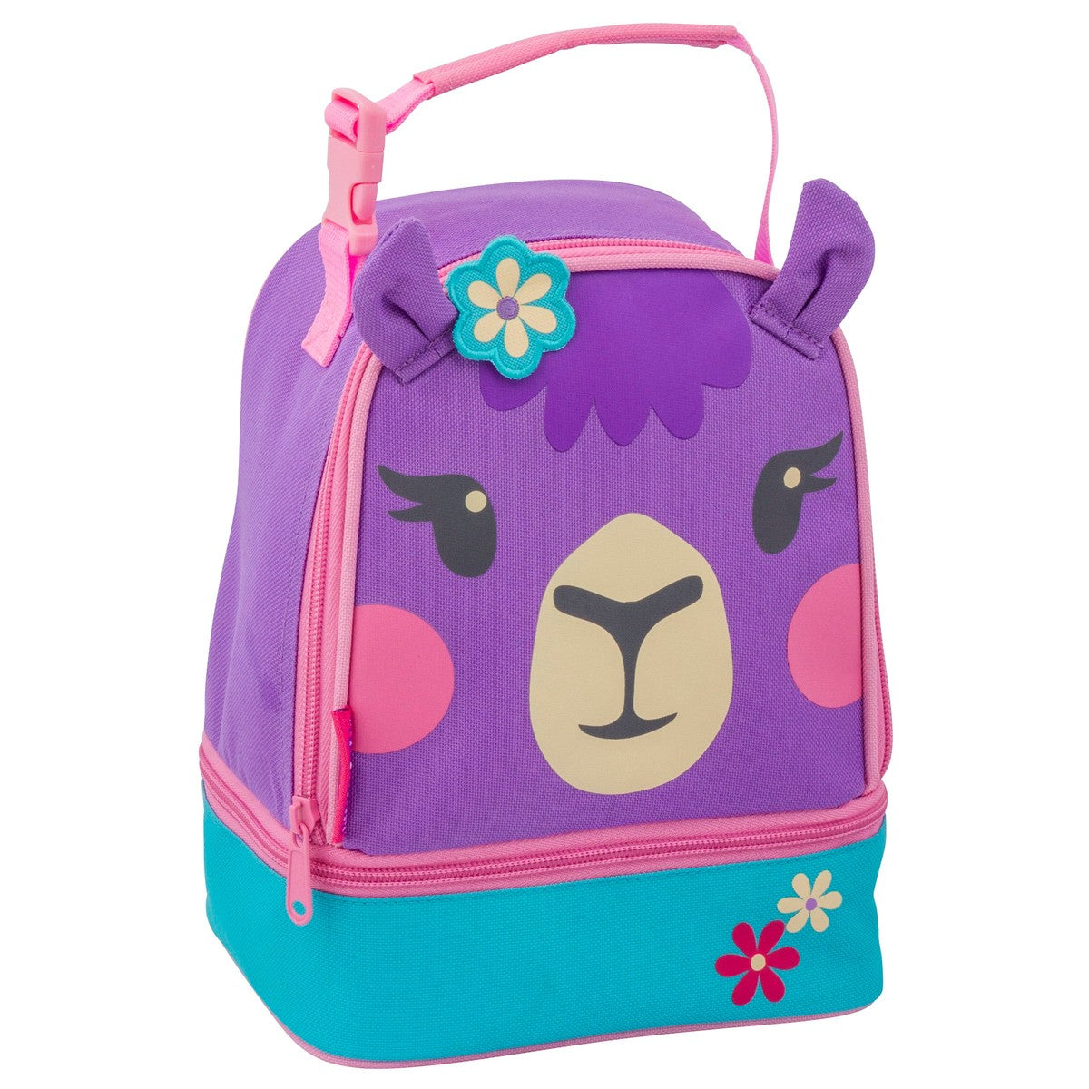 Llama lunch pal lunch box, bottom compartment zipper view