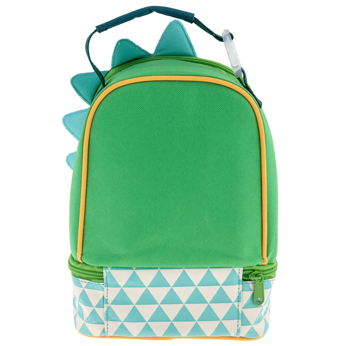 Dinosaur lunch pal lunch box, alternate angle showing fabric detail