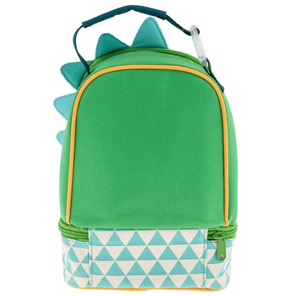 Dinosaur lunch pal lunch box, alternate angle showing fabric detail