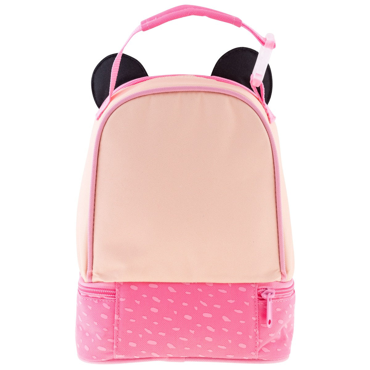 Leopard lunch pal lunch box, alternate angle showing fabric detail