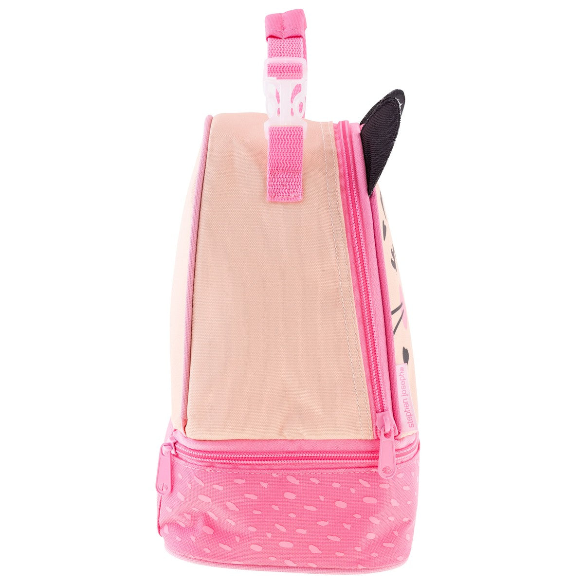 Leopard lunch pal lunch box, bottom compartment zipper view