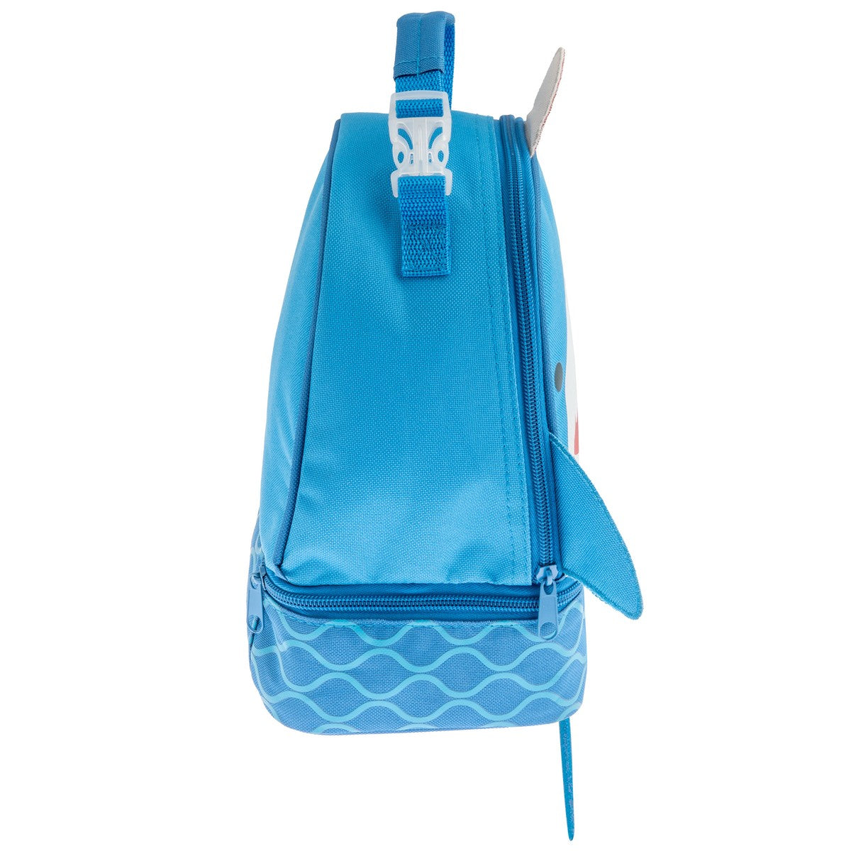 Blue Shark 2 lunch pal lunch box, bottom compartment zipper view