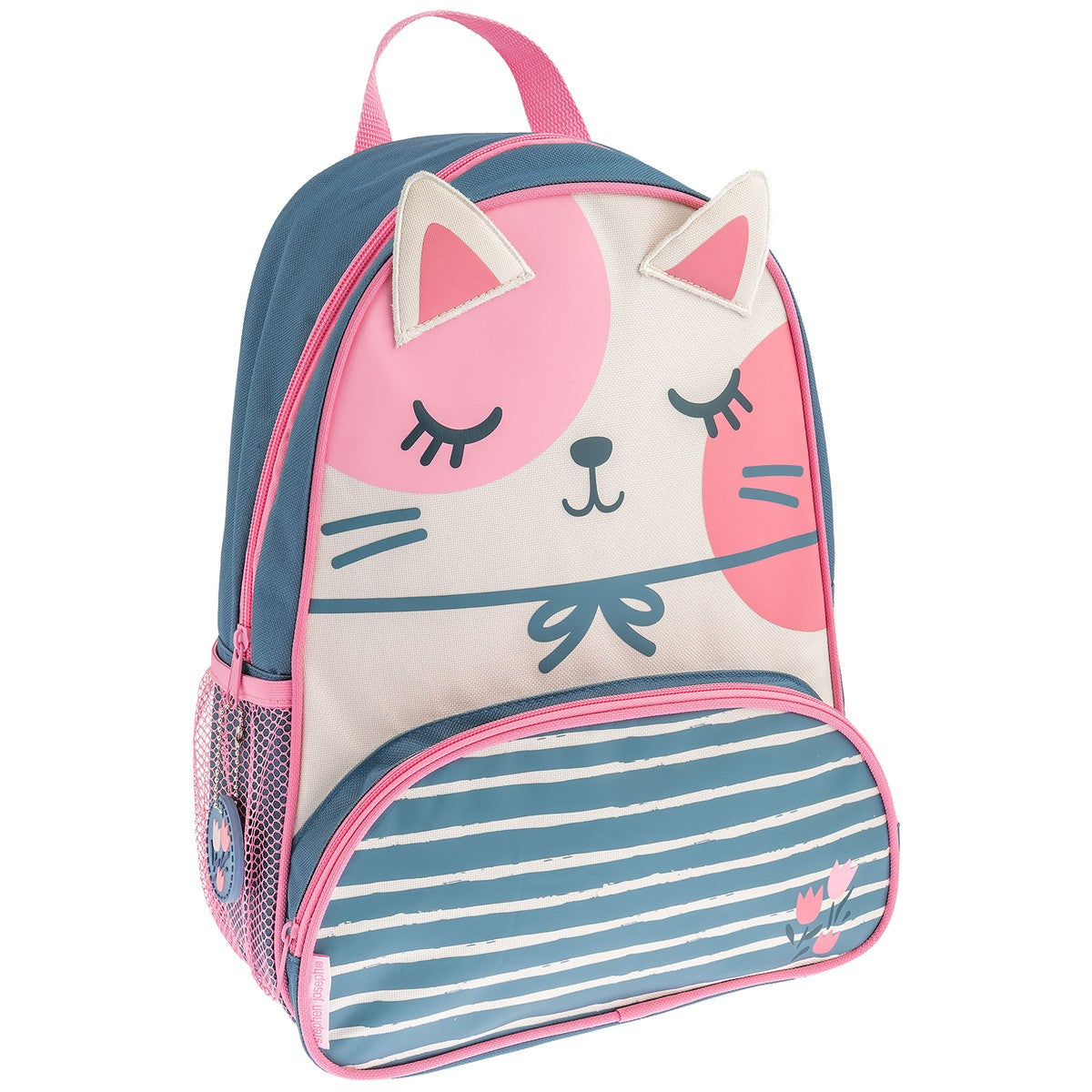 Grey Cat Stephen Joseph Sidekick Backpack front view with personalized name embroidery