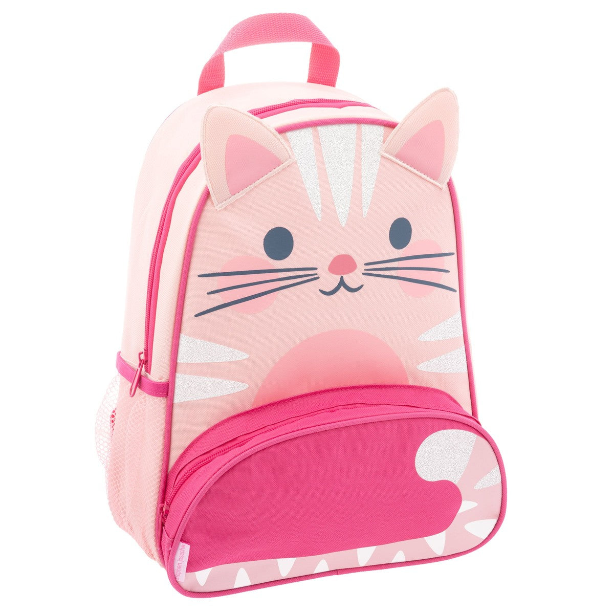 Pink Cat Stephen Joseph Sidekick Backpack front view with personalized name embroidery