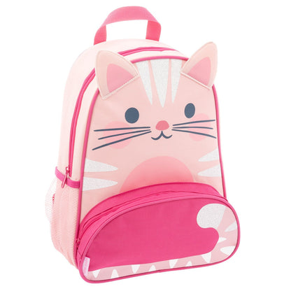 Pink Cat Stephen Joseph Sidekick Backpack front view with personalized name embroidery