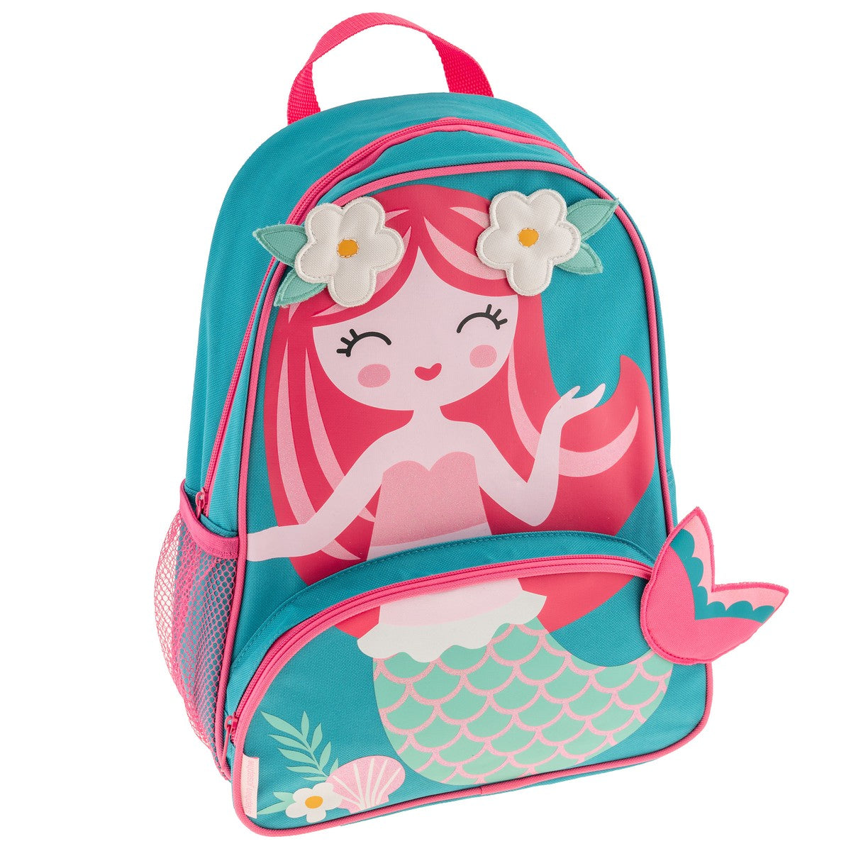 Flower Mermaid Stephen Joseph Sidekick Backpack front view with personalized name embroidery