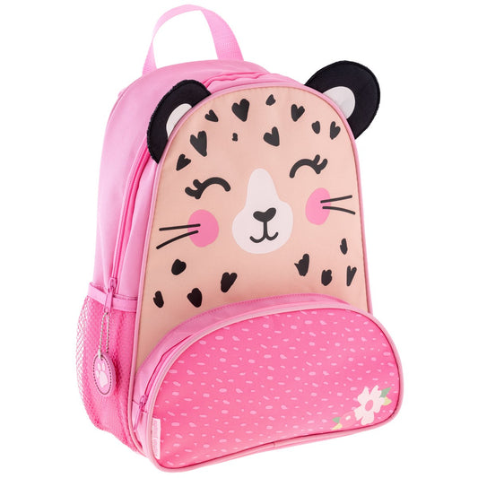 Leopard Stephen Joseph Sidekick Backpack front view with personalized name embroidery
