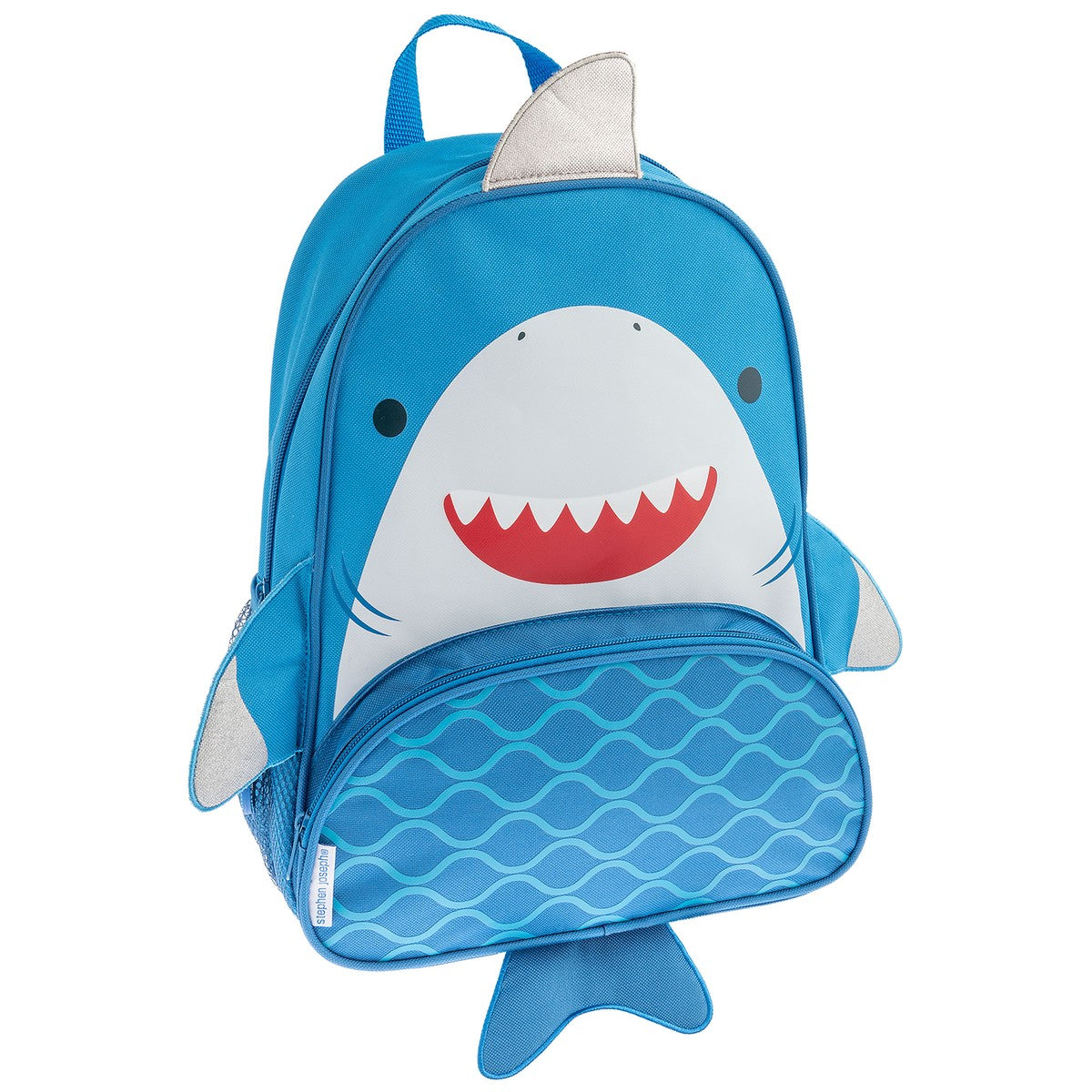 Shark 2 Stephen Joseph Sidekick Backpack front view with personalized name embroidery
