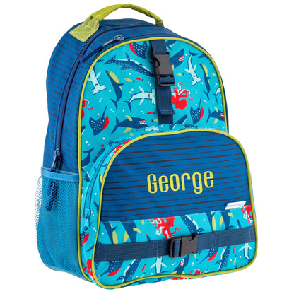 Personalized Blue Shark backpack by Stephen Joseph