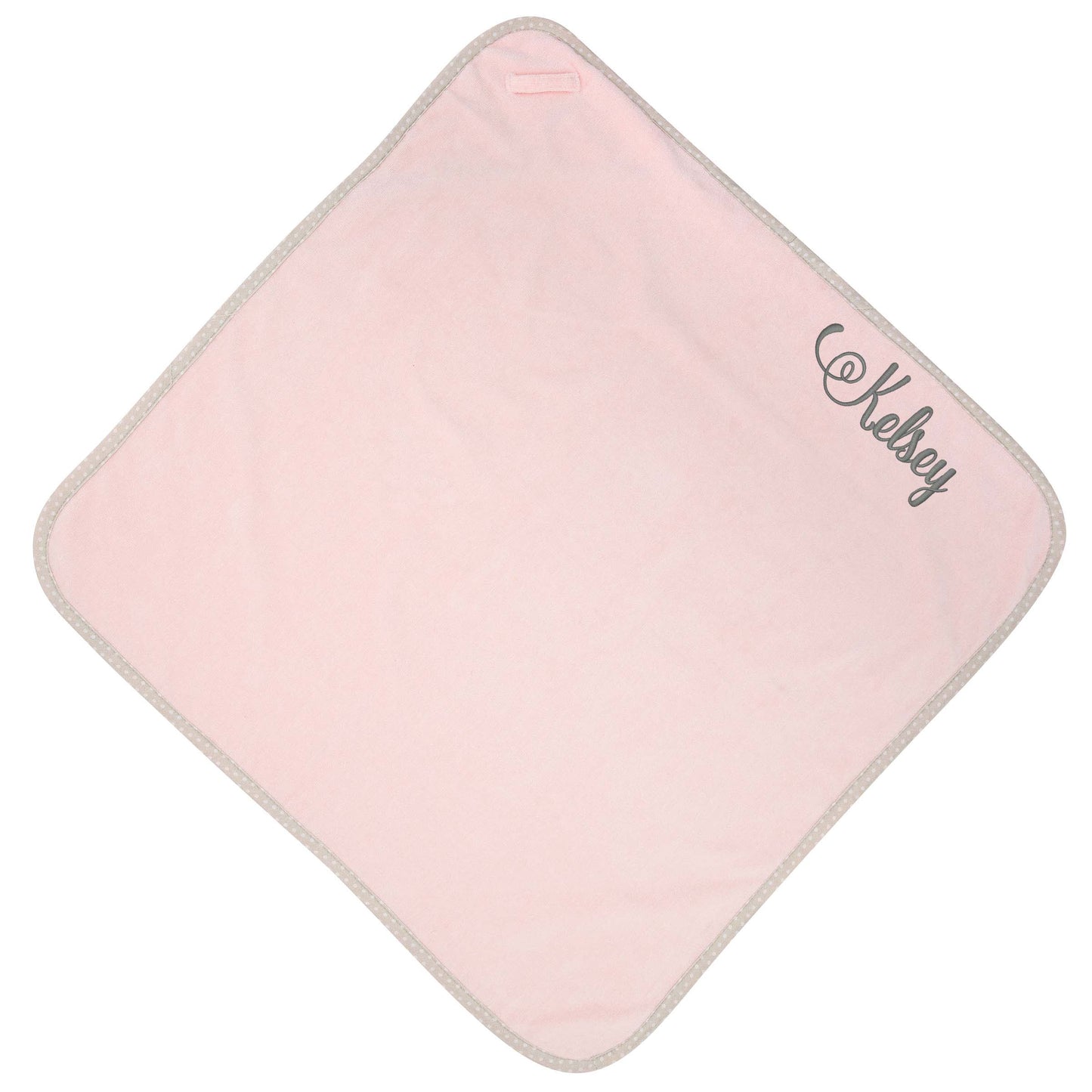 Sloth baby hooded bath towel embroidered detail showing custom name