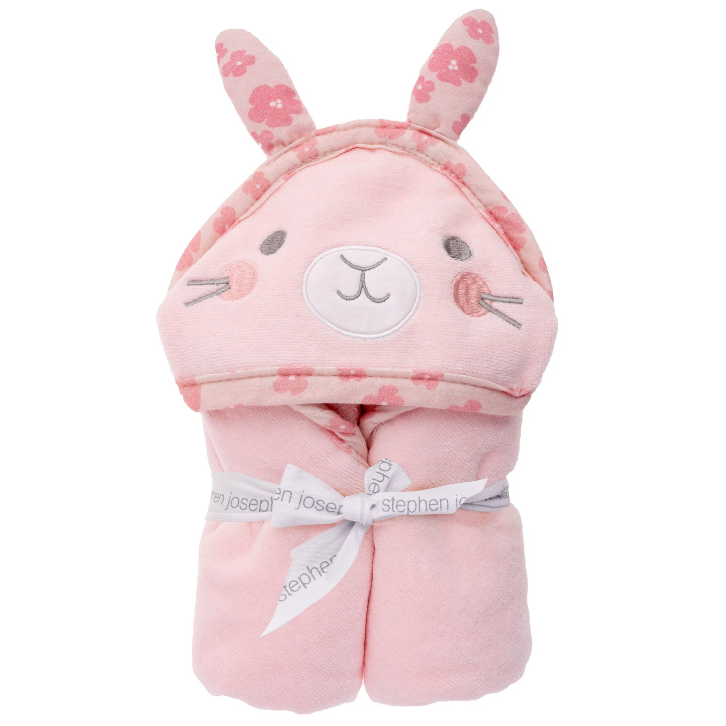 Personalized Bunny baby hooded bath towel by Stephen Joseph, front view