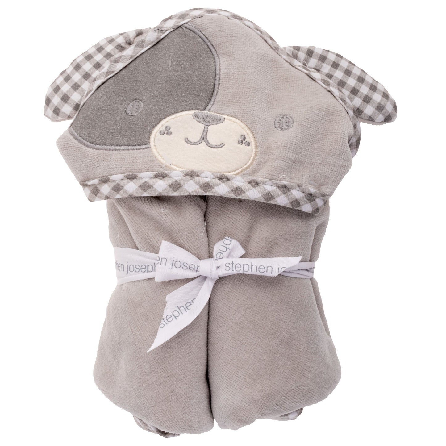 Personalized Puppy baby hooded bath towel by Stephen Joseph, front view