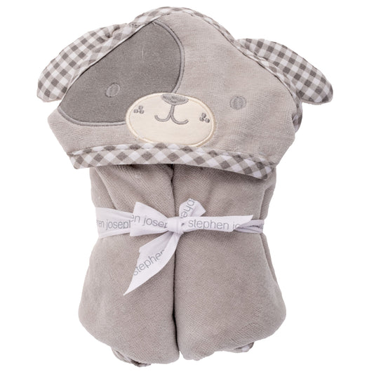 Personalized Puppy baby hooded bath towel by Stephen Joseph, front view