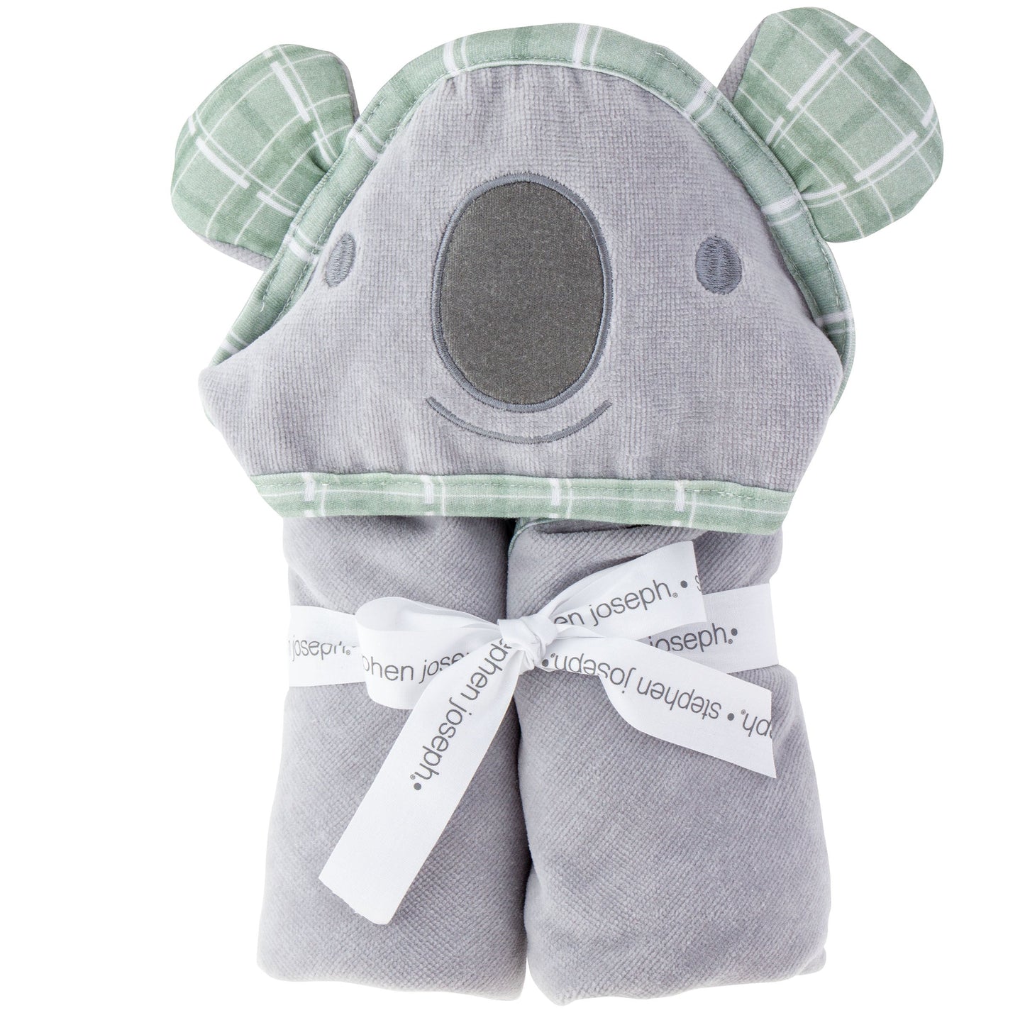 Personalized Koala baby hooded bath towel by Stephen Joseph, front view