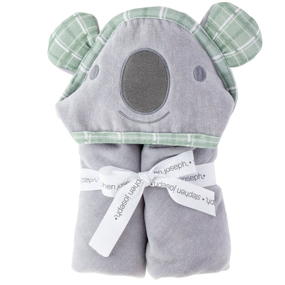 Personalized Koala baby hooded bath towel by Stephen Joseph, front view