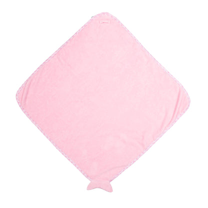 Pink mermaid bath towel, back view, showing a tail detail and no visible embroidery.