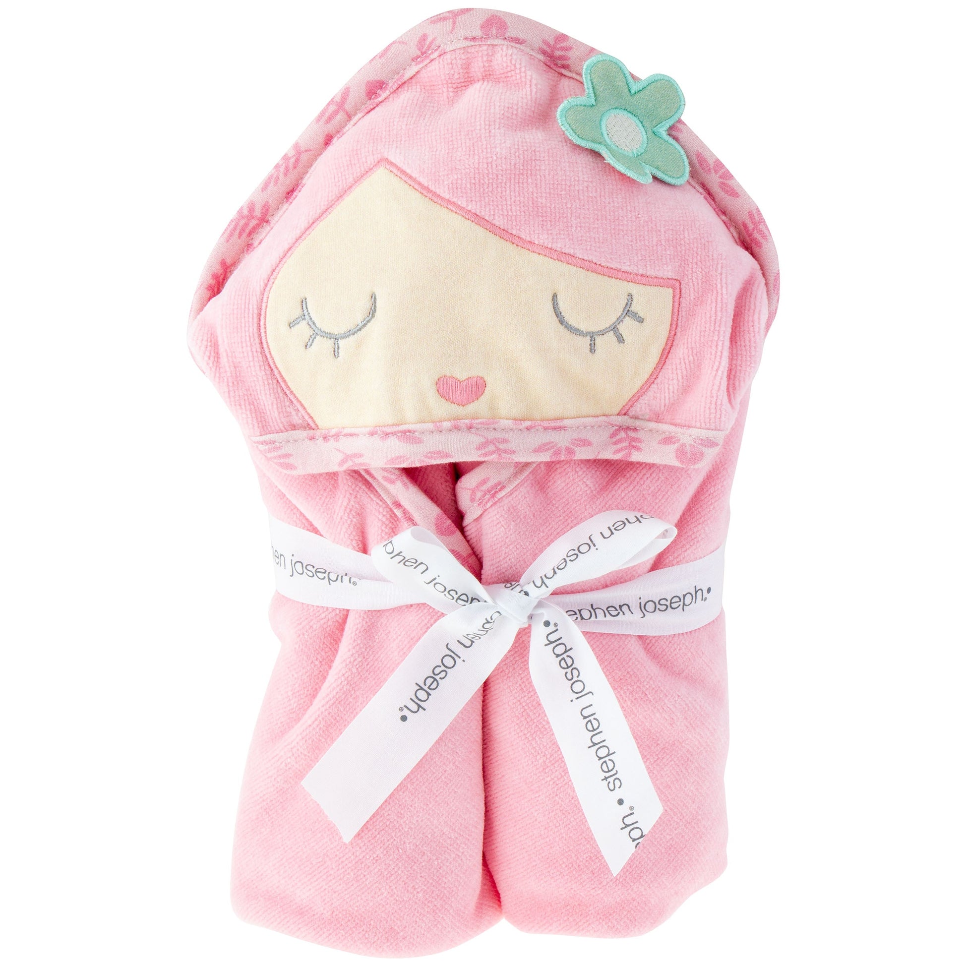 Personalized Mermaid baby hooded bath towel by Stephen Joseph, front view