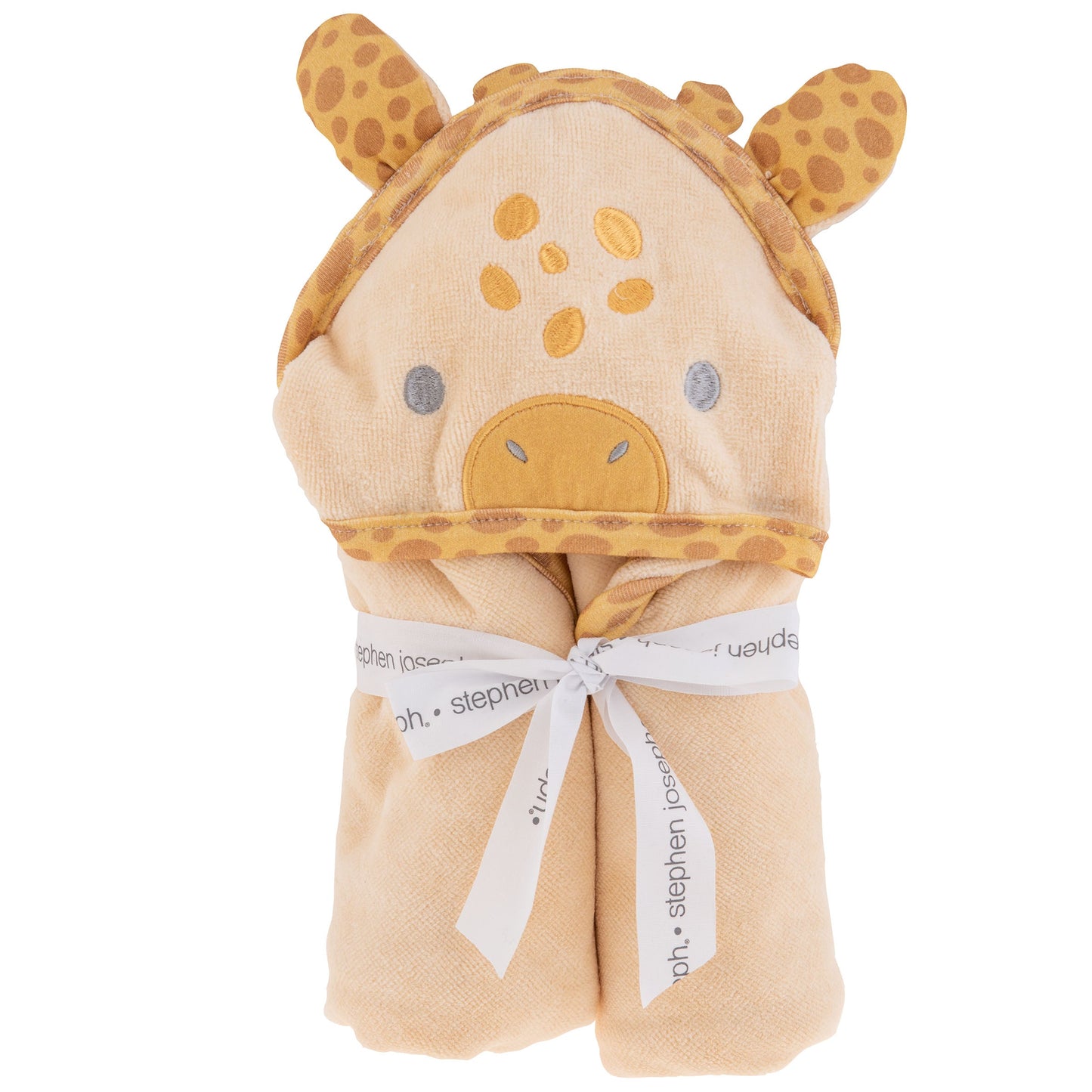 Personalized Giraffe baby hooded bath towel by Stephen Joseph, front view