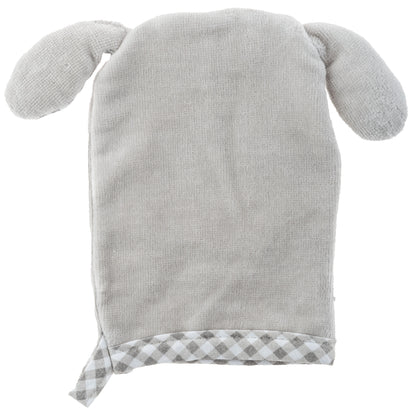 Personalized Puppy baby bath mitt by Stephen Joseph, Puppy bath mitt detail view