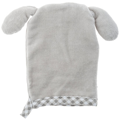 Personalized Puppy baby bath mitt by Stephen Joseph, Puppy bath mitt detail view