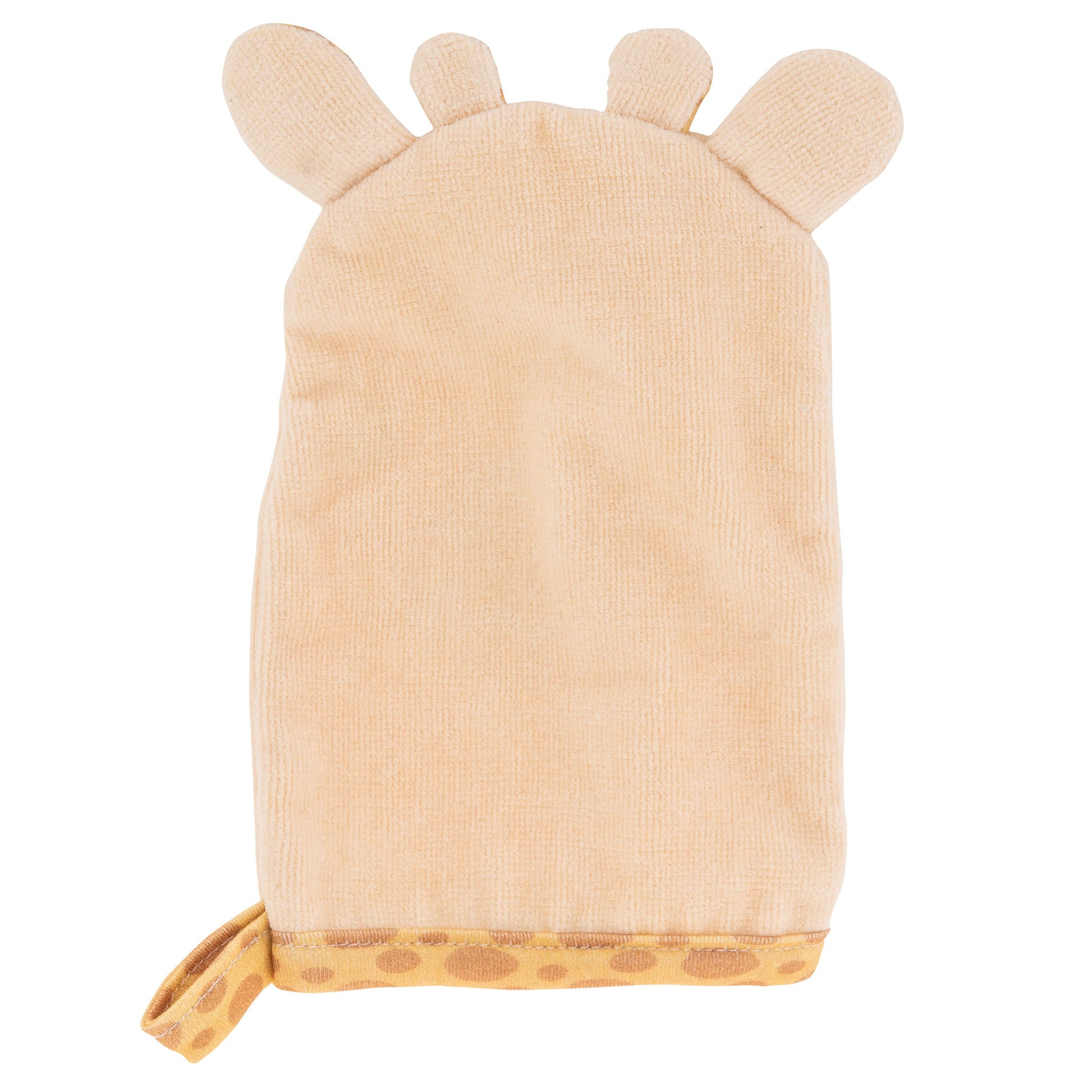 Personalized Giraffe baby bath mitt by Stephen Joseph, Giraffe bath mitt detail view