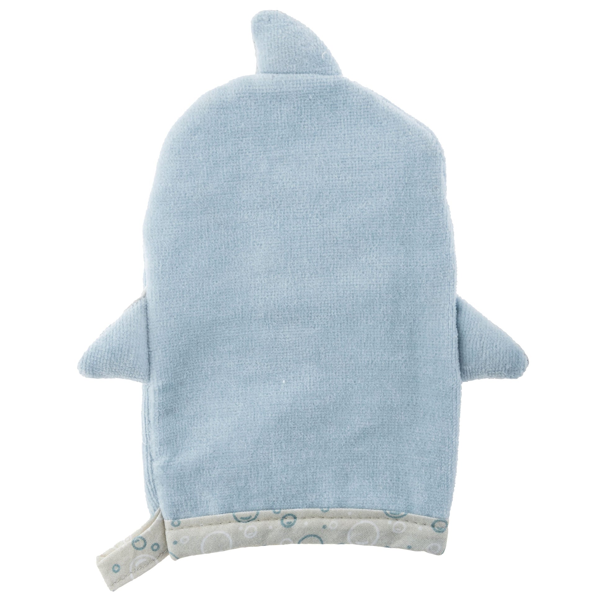 Personalized Shark baby bath mitt by Stephen Joseph, Shark bath mitt detail view